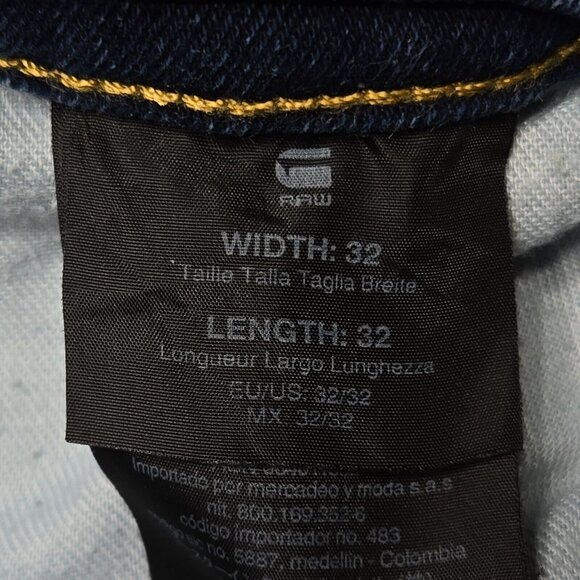 G Star 3301 Jeans Mens 32x32 Blue Straight Leg Raw Button Fly Dark Wash Stretch - Picture 13 of 16